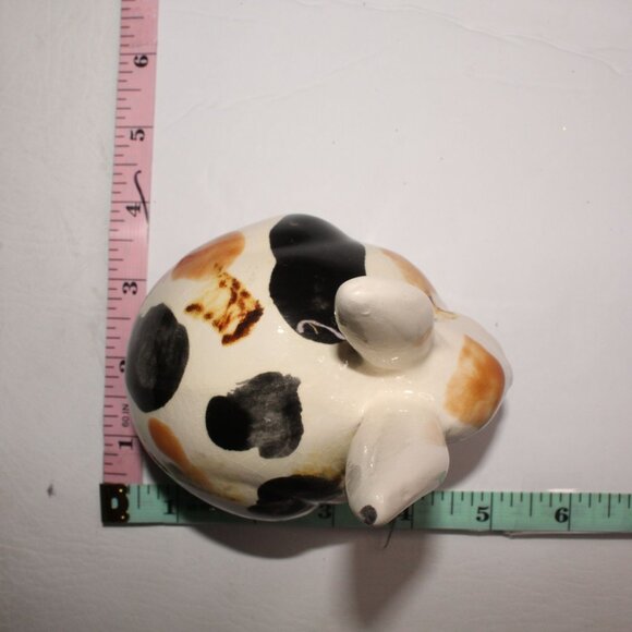 VTG Handmade Pottery Multicolored Rabbit Bunny Rolled Cotton Holder Bathroom - Picture 10 of 10